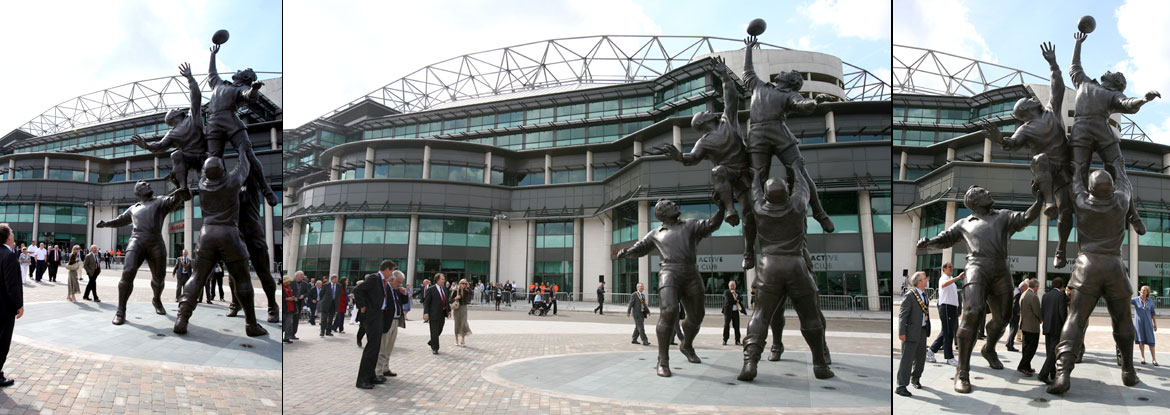 The Rugby Players - installed outside Twickenham Rugby Stadium
