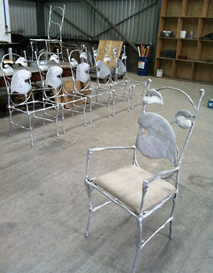16 elegant dining chairs in aluminium for Greenwich based design company Splinterworks